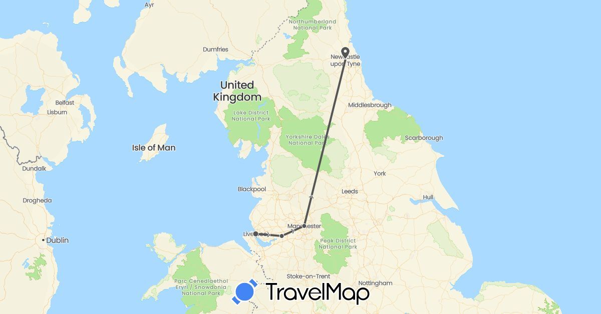 TravelMap itinerary: driving, motorbike in United Kingdom (Europe)